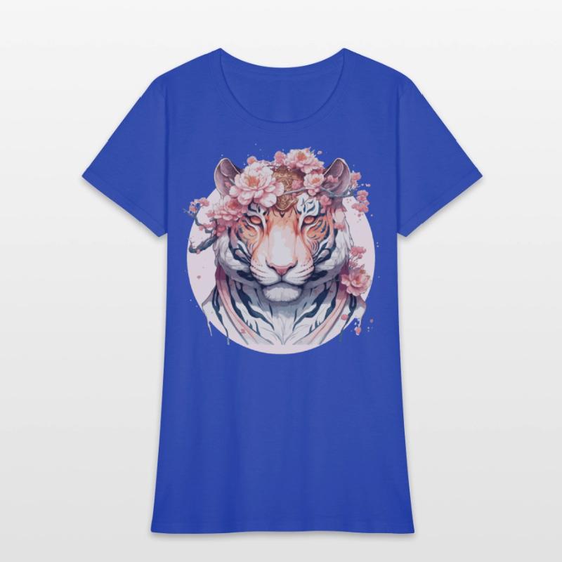 Watercolor Flower Tiger Chinese Zodiac Animal Sign