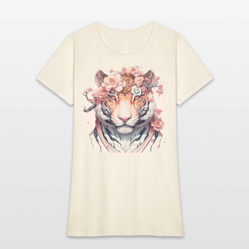 Watercolor Flower Tiger Chinese Zodiac Animal Sign