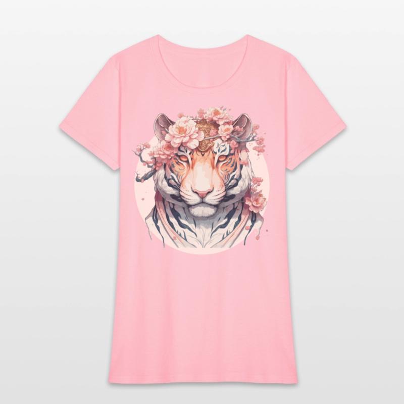Watercolor Flower Tiger Chinese Zodiac Animal Sign