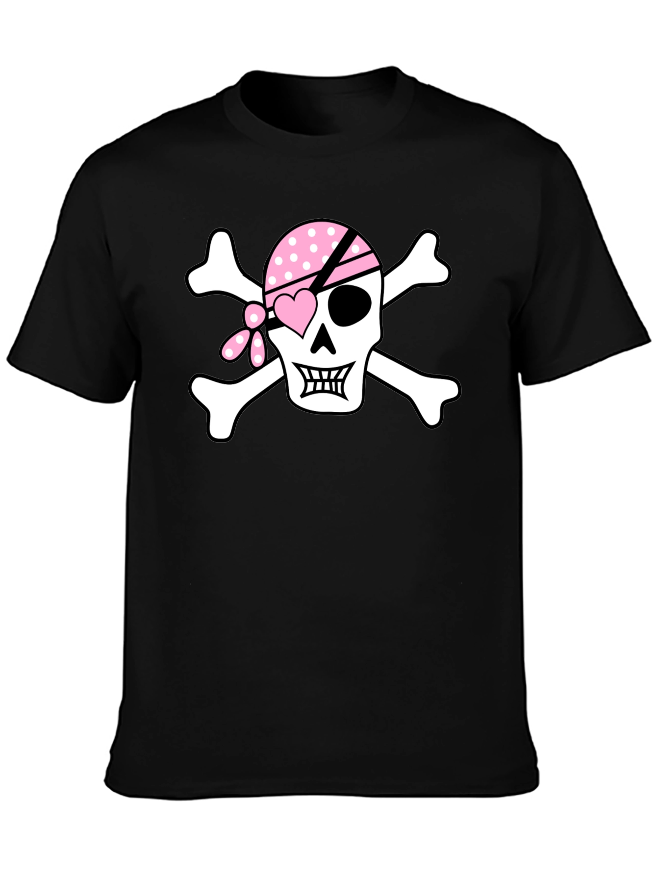 Pink Pirate Skull Graphic T-Shirt