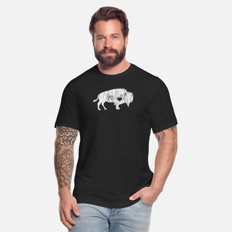 White Raging Buffalo Distressed TShirt I Love