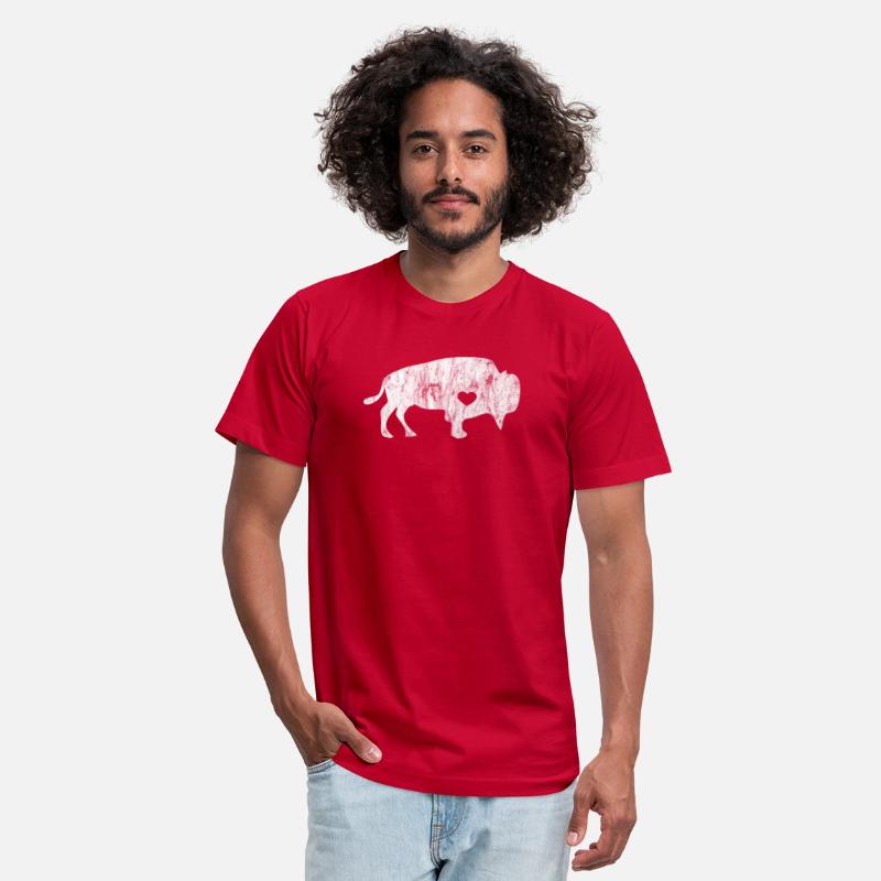 White Raging Buffalo Distressed TShirt I Love