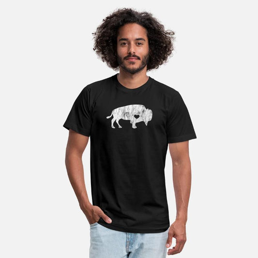 White Raging Buffalo Distressed TShirt I Love