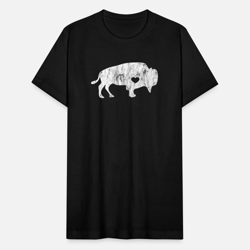 White Raging Buffalo Distressed TShirt I Love