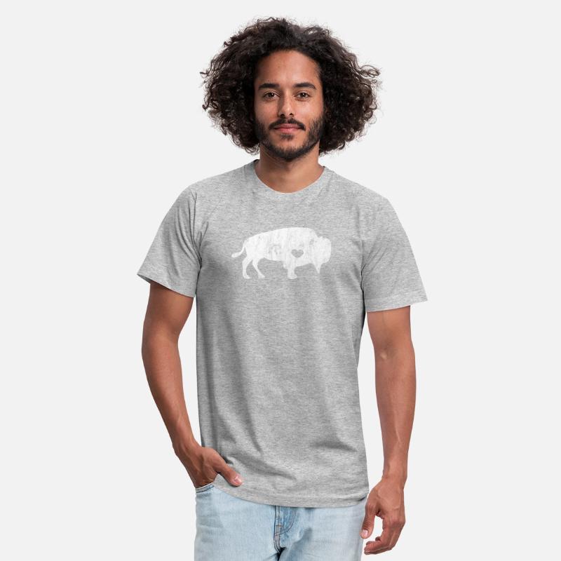 White Raging Buffalo Distressed TShirt I Love