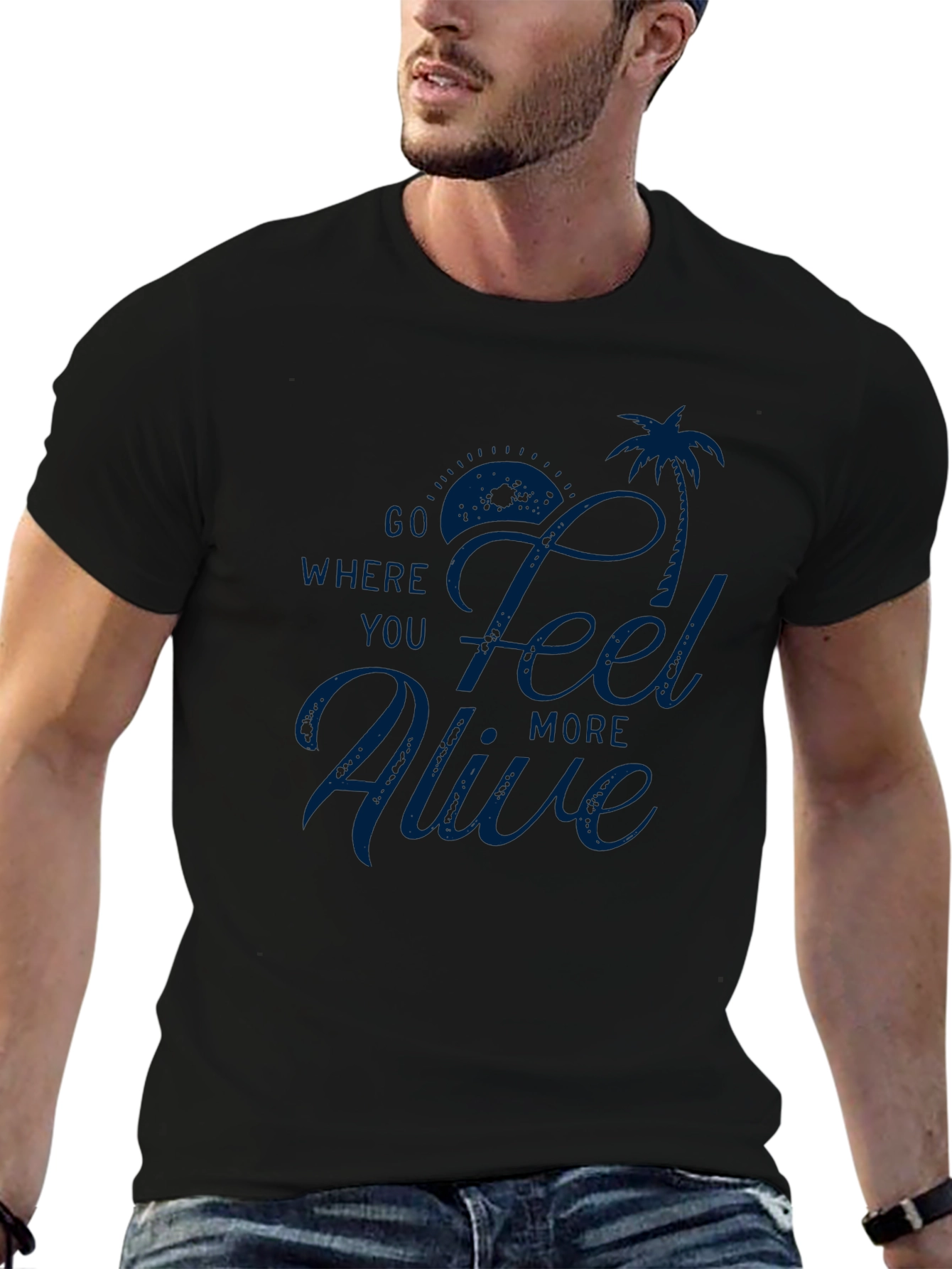 Go Where You Feel Alive T-Shirt - Mens Black Tee