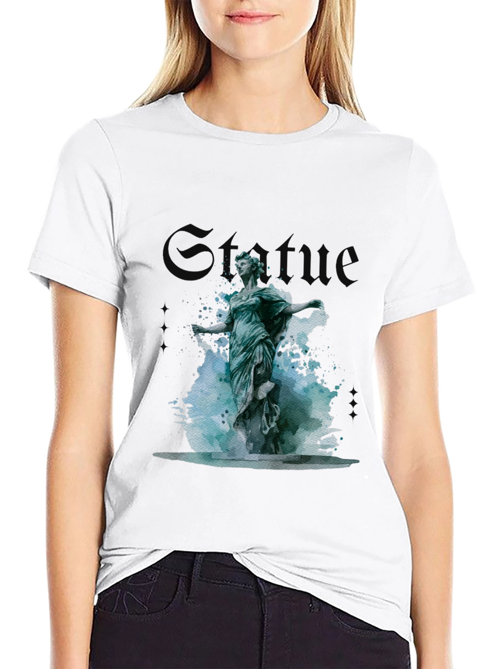 Statue Graphic Print T-Shirt - Stylish Black Tee