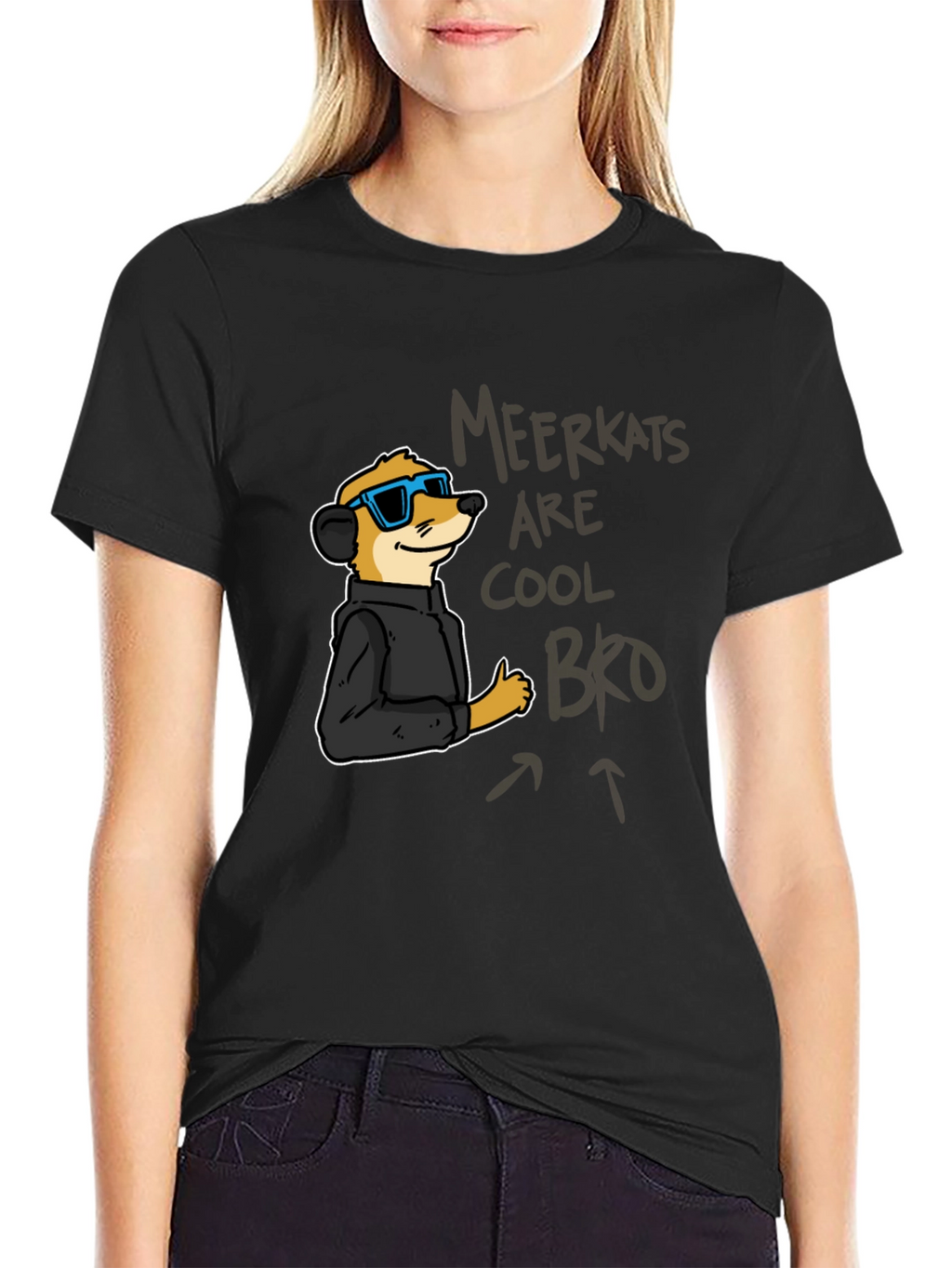Cool Meerkat Graphic Tee - Black Casual T-Shirt