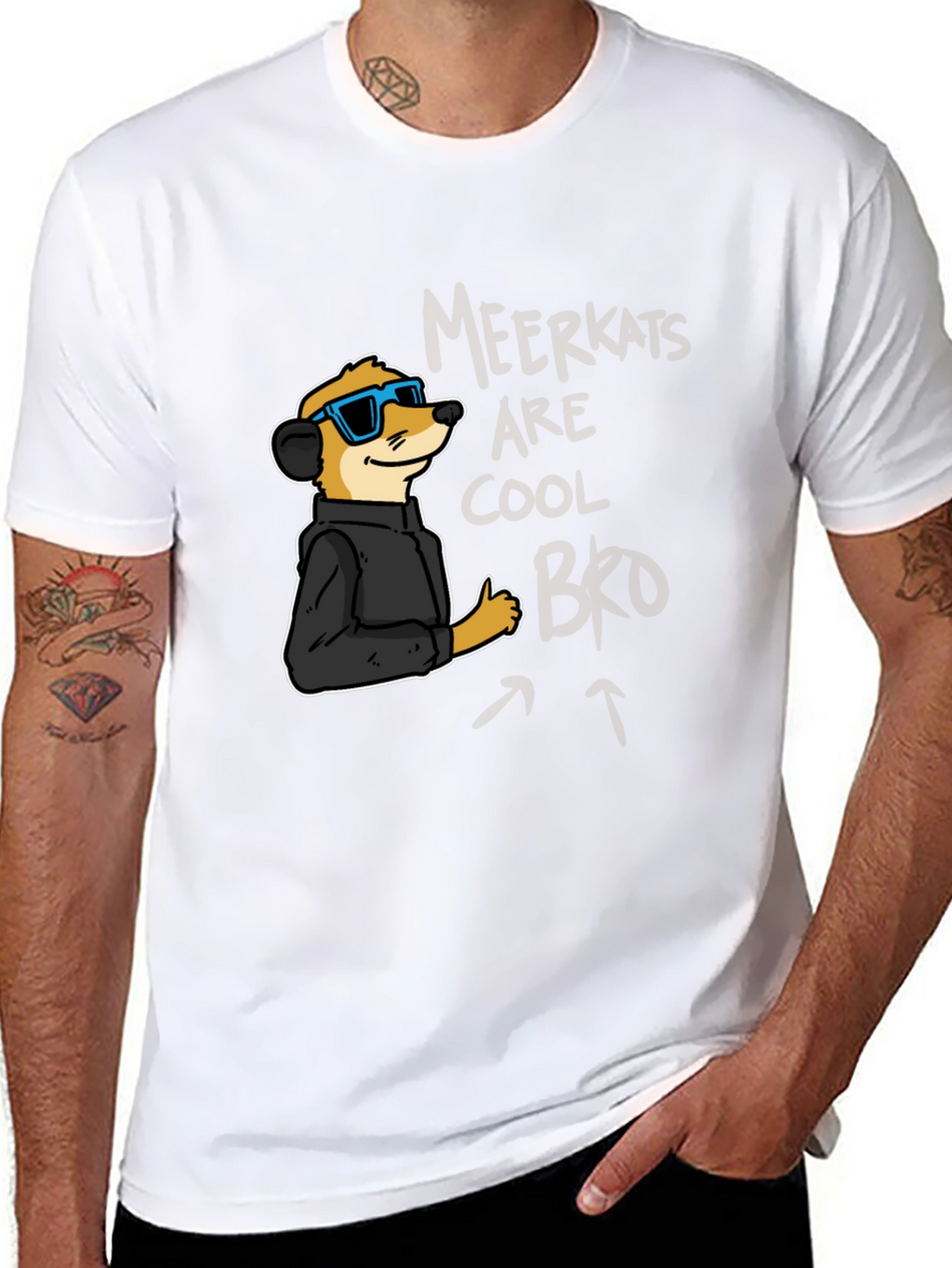 Cool Meerkat Graphic Tee - Black Casual T-Shirt