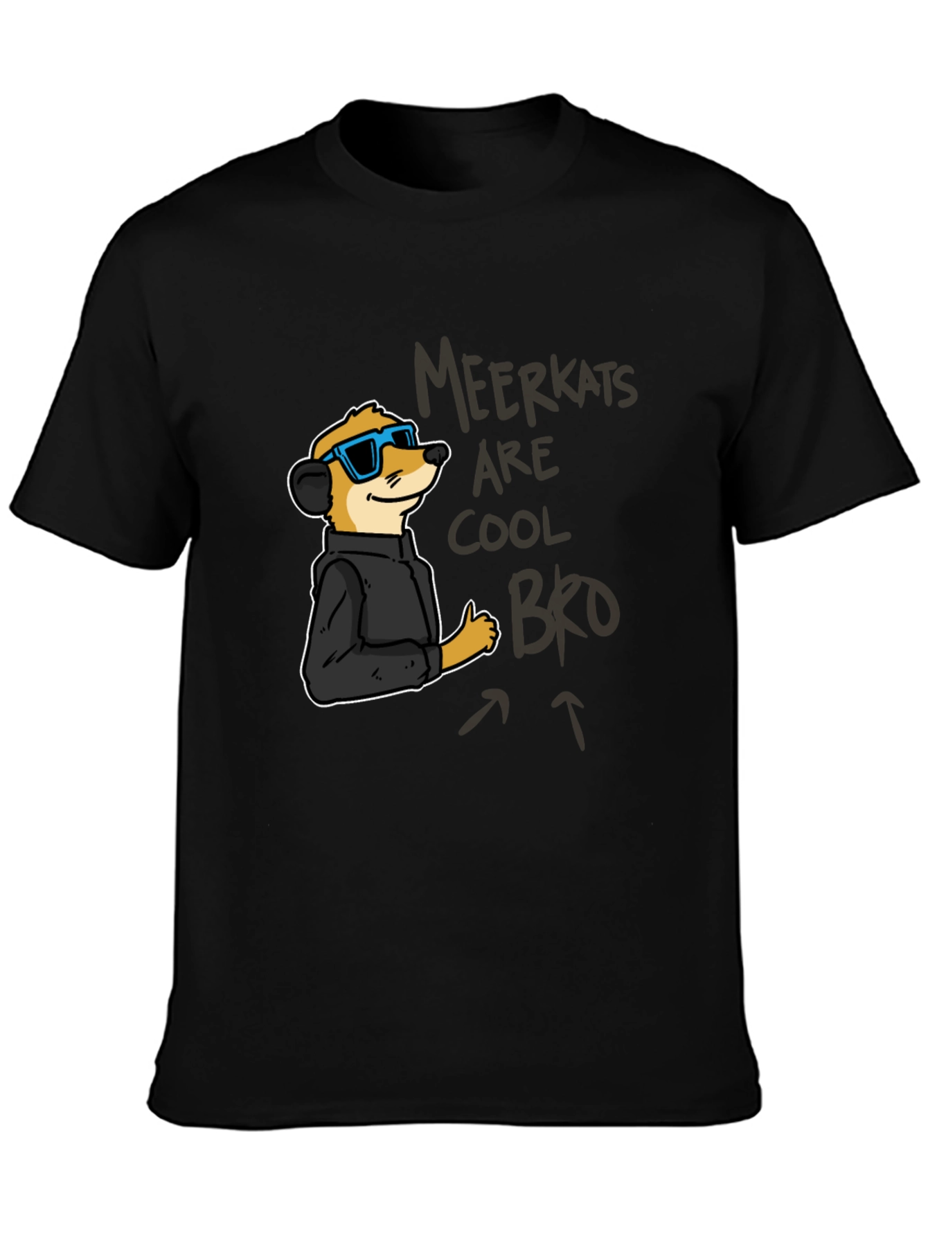 Cool Meerkat Graphic Tee - Black Casual T-Shirt
