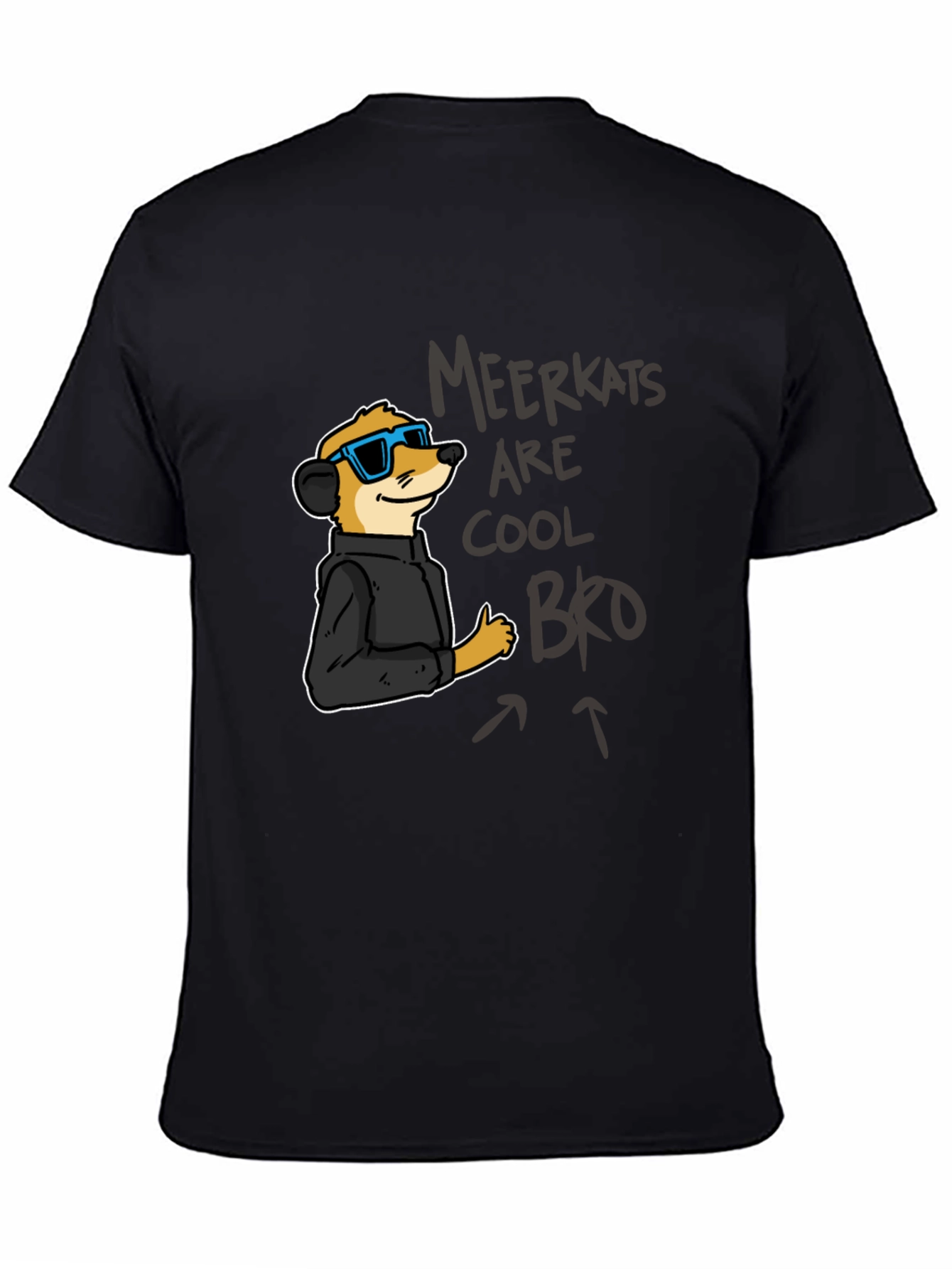 Cool Meerkat Graphic Tee - Black Casual T-Shirt