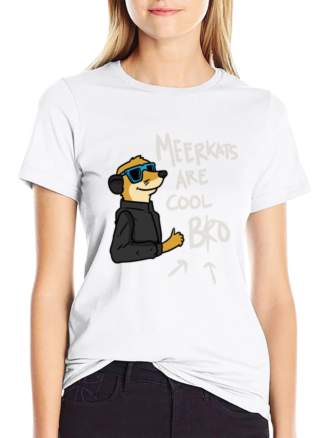 Cool Meerkat Graphic Tee - Black Casual T-Shirt