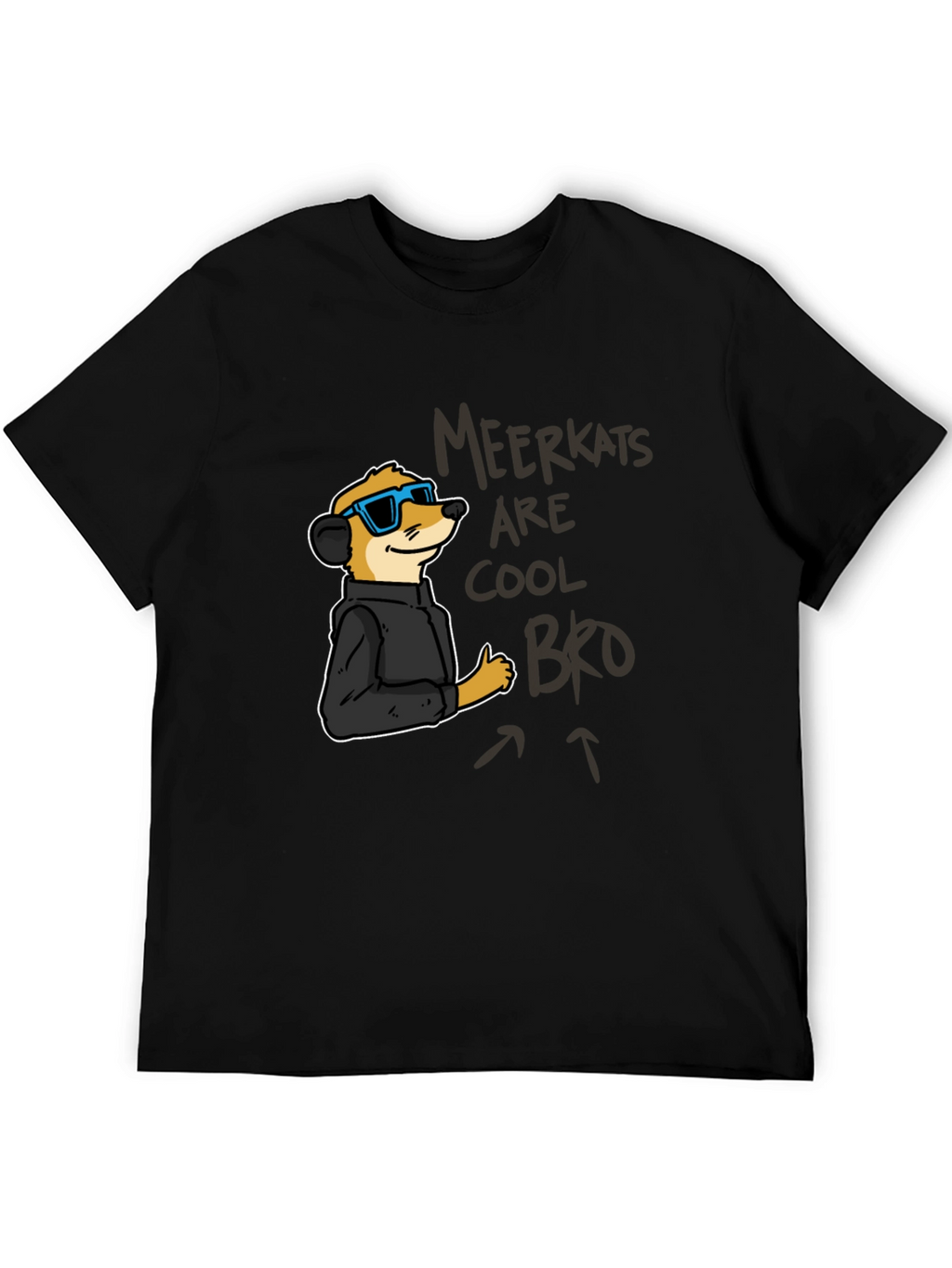 Cool Meerkat Graphic Tee - Black Casual T-Shirt