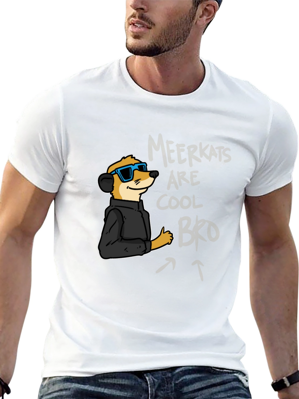 Cool Meerkat Graphic Tee - Black Casual T-Shirt