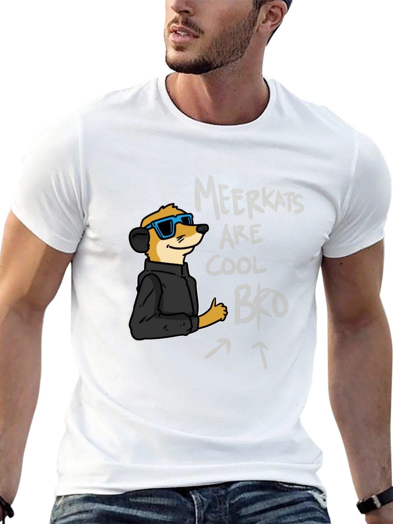 Cool Meerkat Graphic Tee - Black Casual T-Shirt