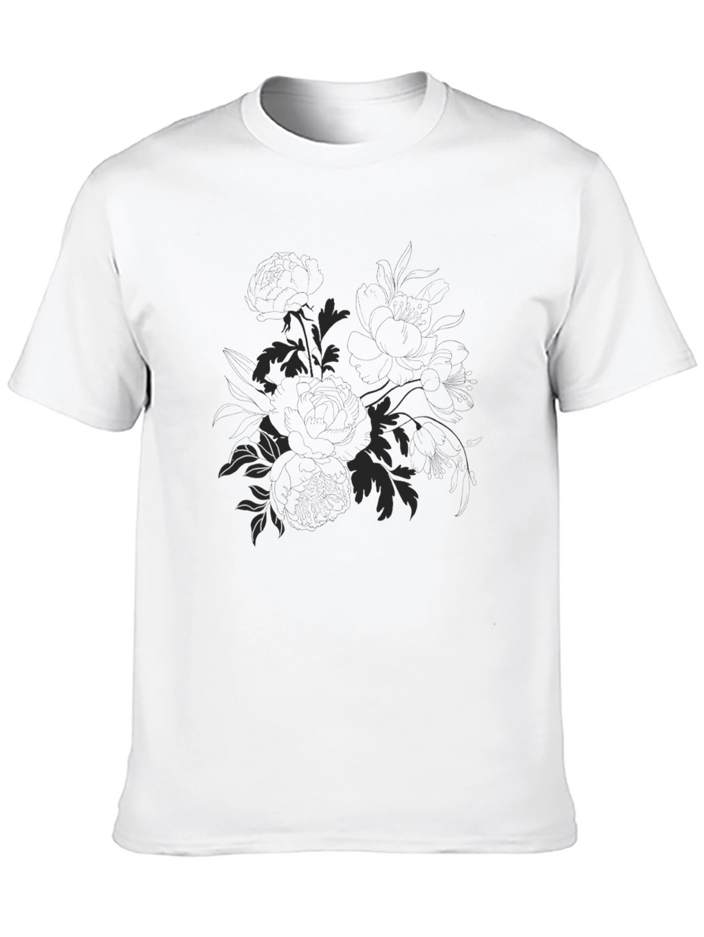 Mens Black Floral Graphic T-Shirt