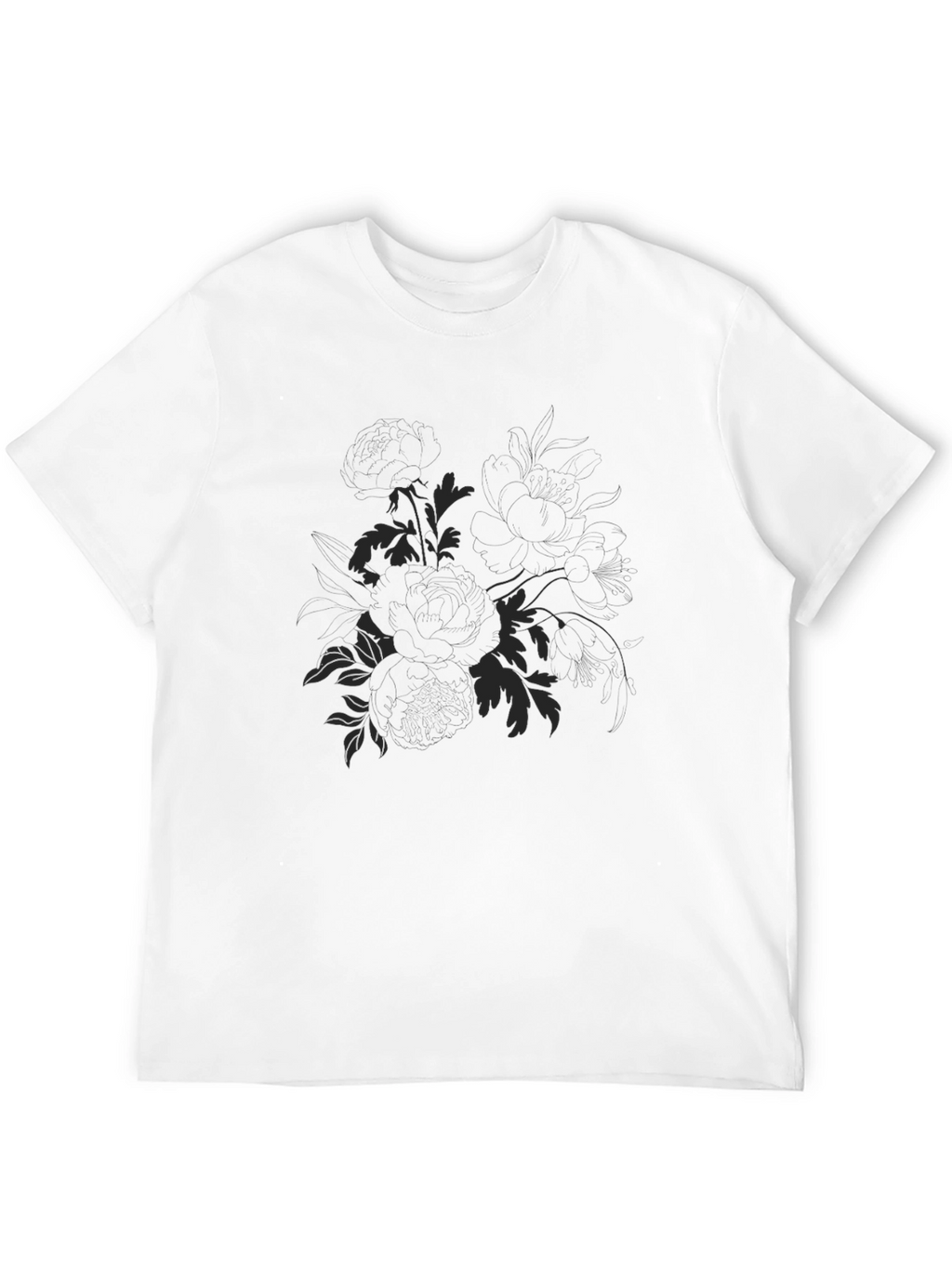 Mens Black Floral Graphic T-Shirt