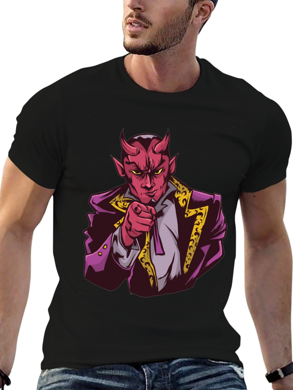 Devil Graphic Print Black T-Shirt