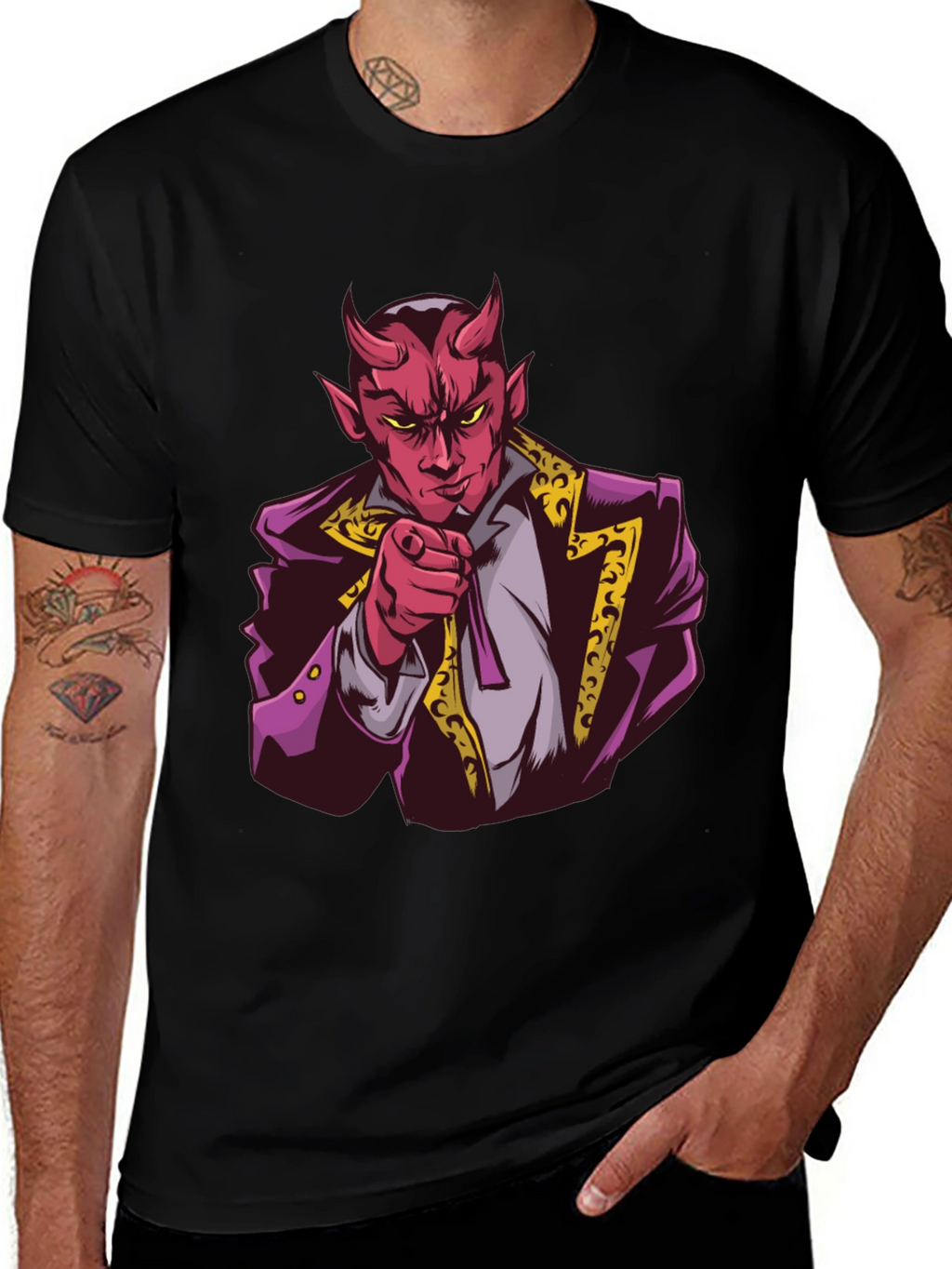 Devil Graphic Print Black T-Shirt