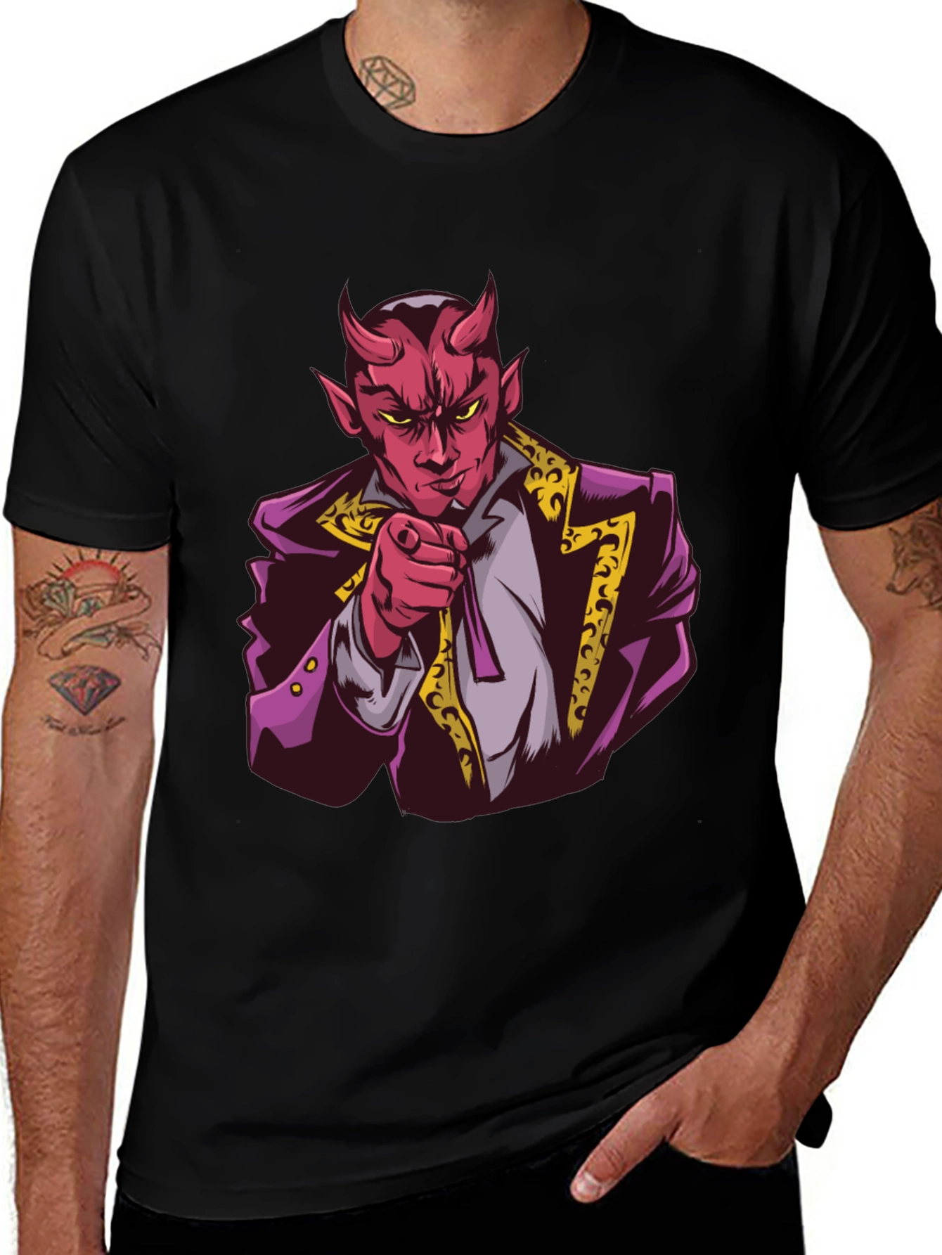 Devil Graphic Print Black T-Shirt