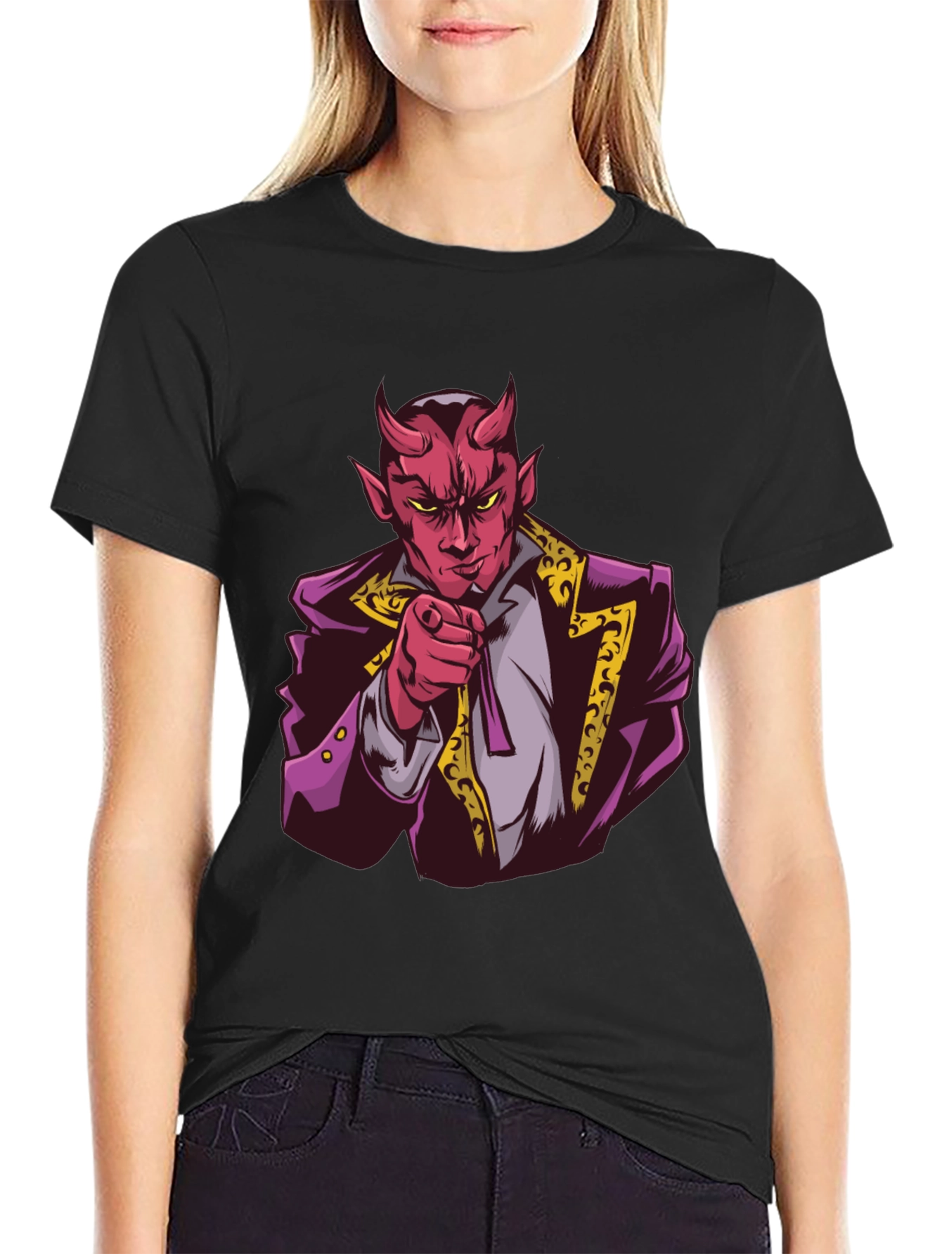 Devil Graphic Print Black T-Shirt