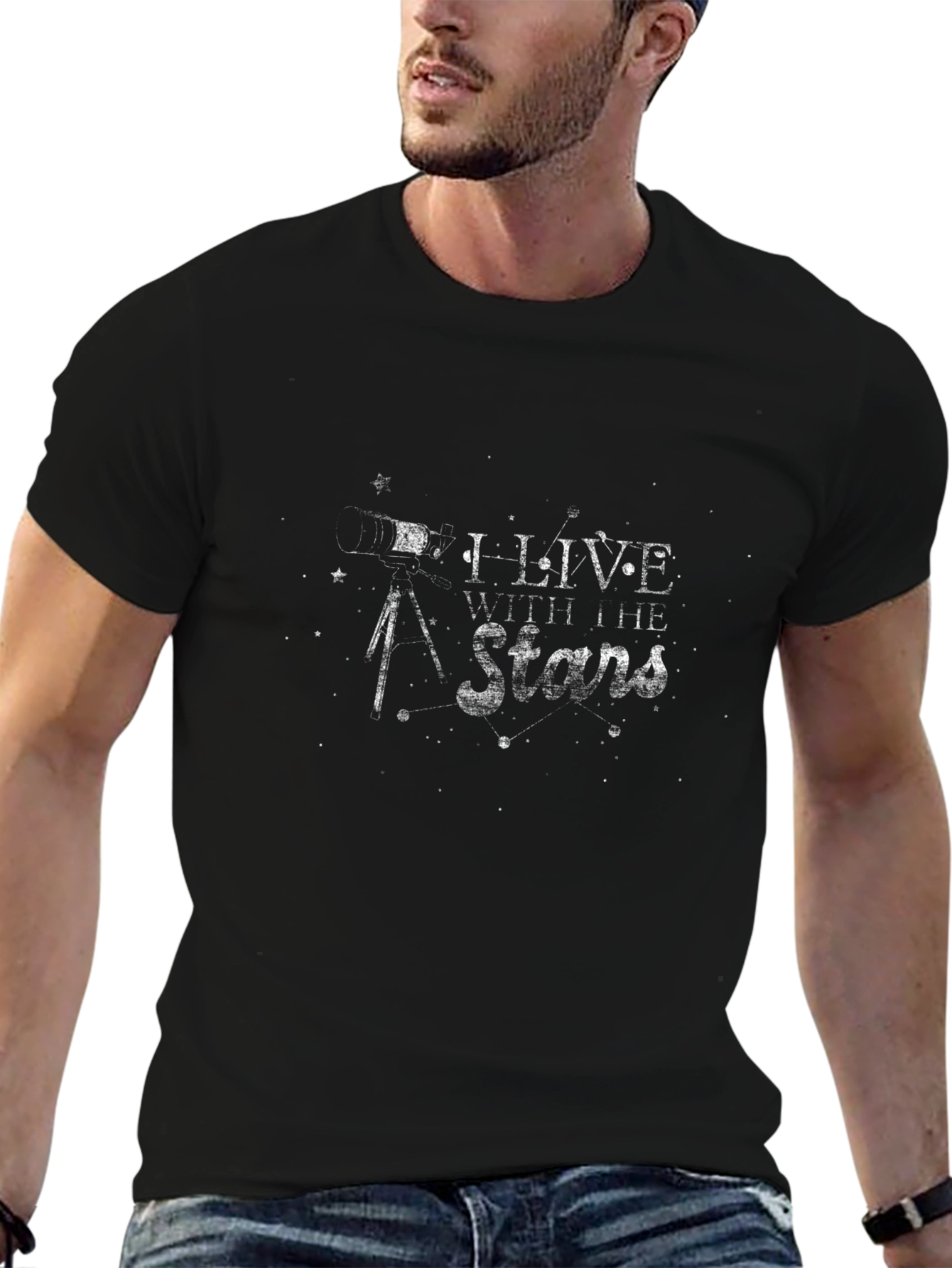 I Live With the Stars Black Graphic Tee
