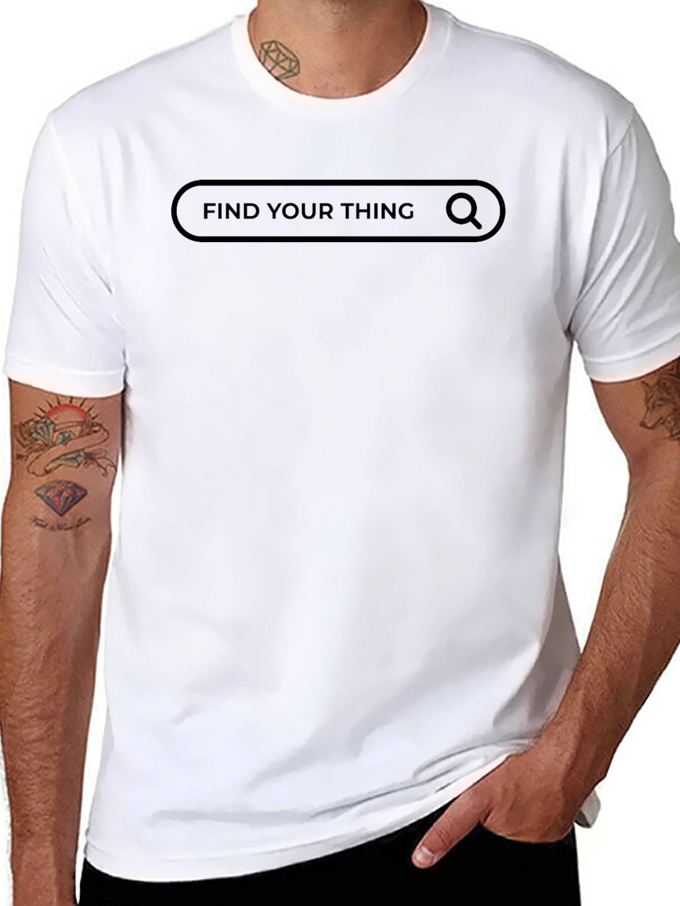 Find Your Thing Black T-Shirt - Search Bar Design