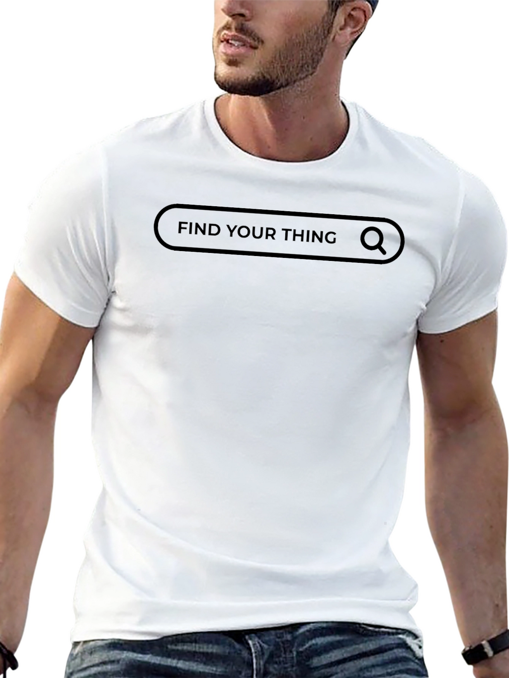 Find Your Thing Black T-Shirt - Search Bar Design