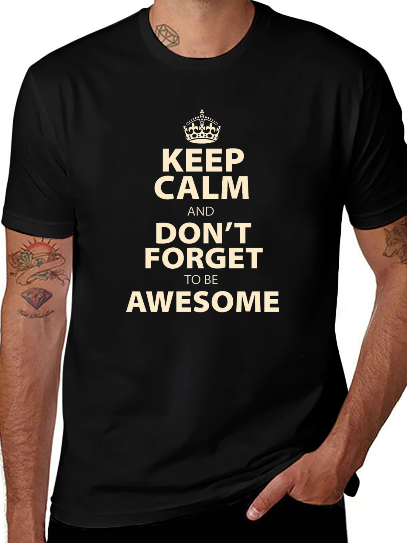 Keep Calm and Be Awesome Black T-Shirt