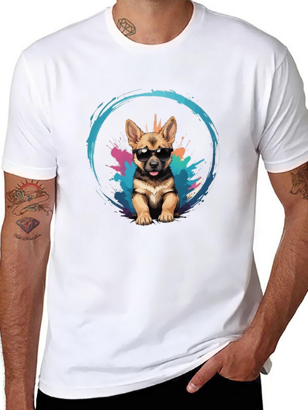 Cool Pup Tee - German Shepherd with Sunglasses