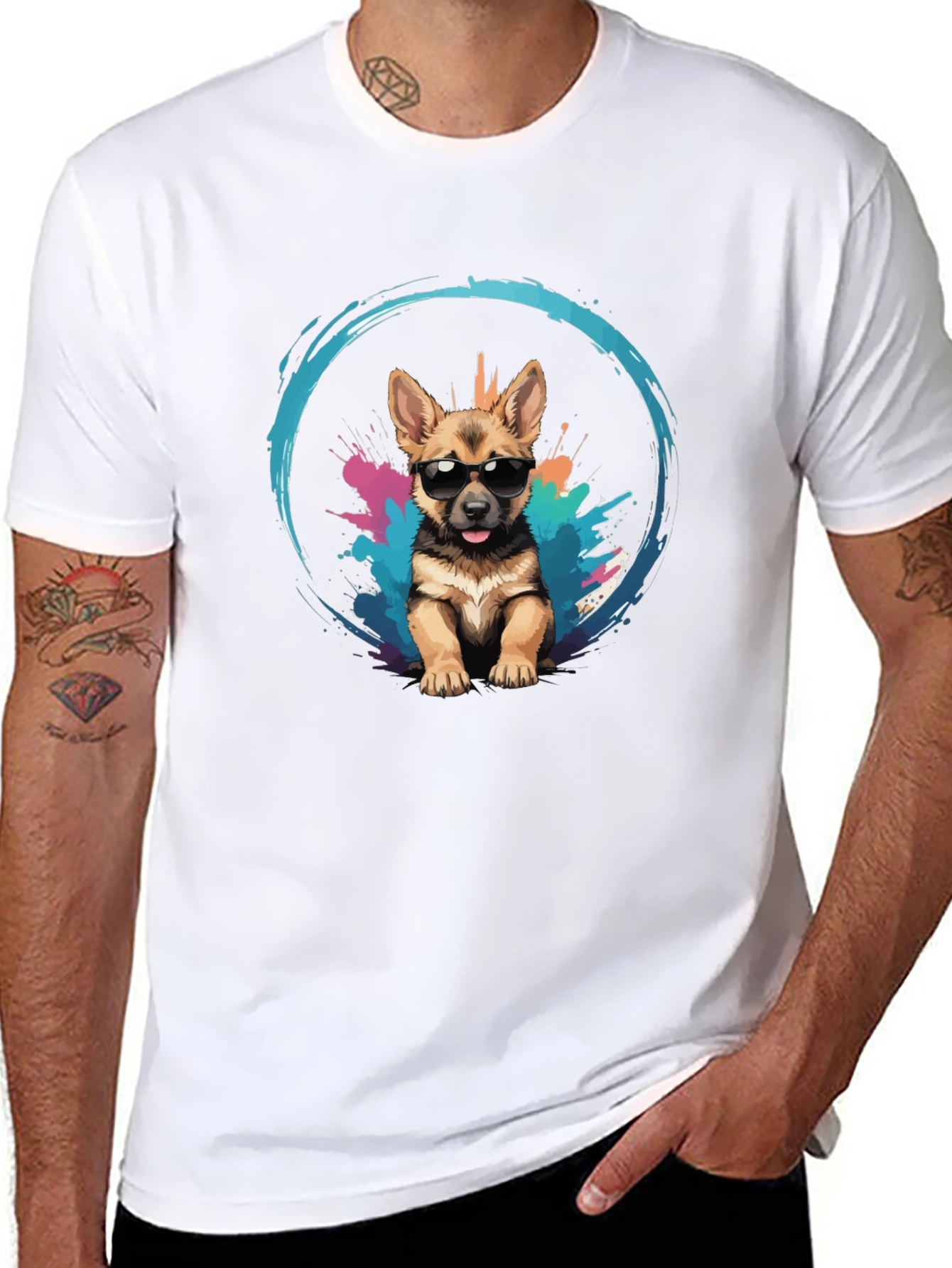Cool Pup Tee - German Shepherd with Sunglasses