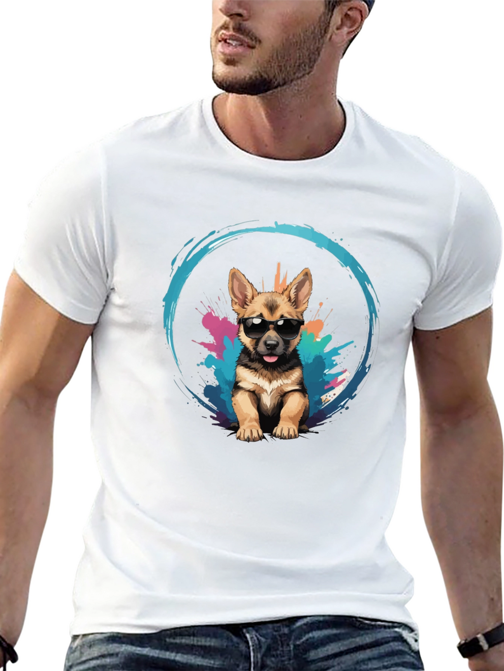 Cool Pup Tee - German Shepherd with Sunglasses