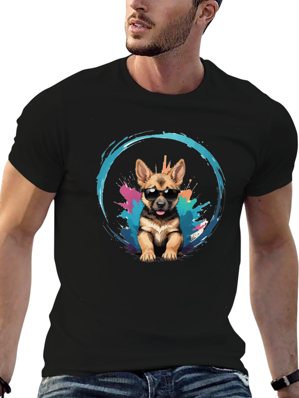 Cool Pup Tee - German Shepherd with Sunglasses