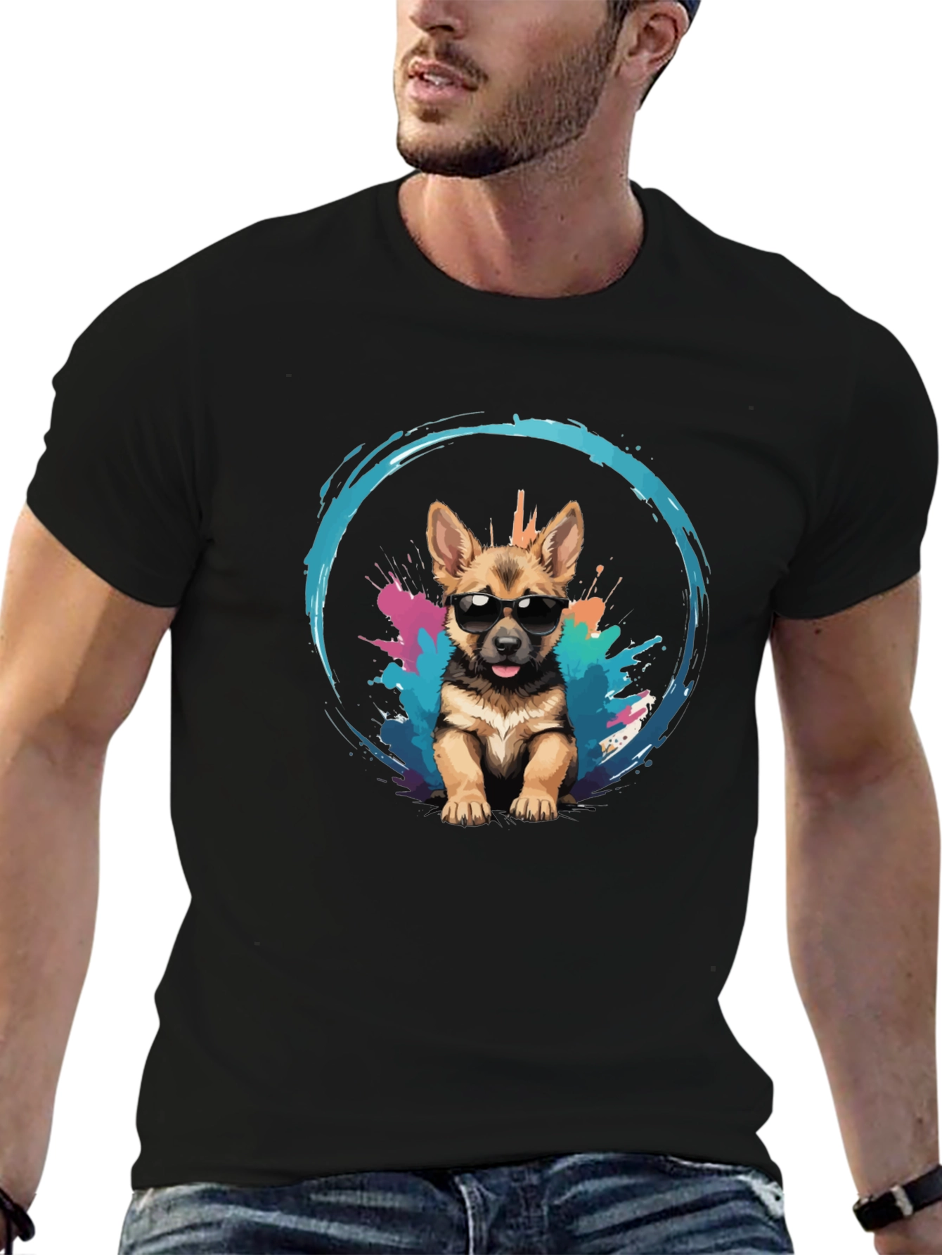 Cool Pup Tee - German Shepherd with Sunglasses