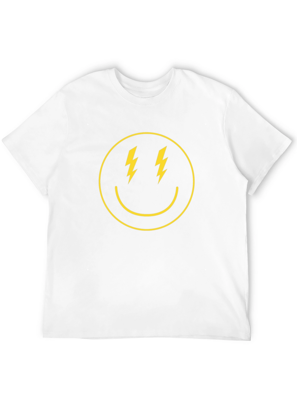Lightning Bolt Smiley Face Graphic Tee - Black