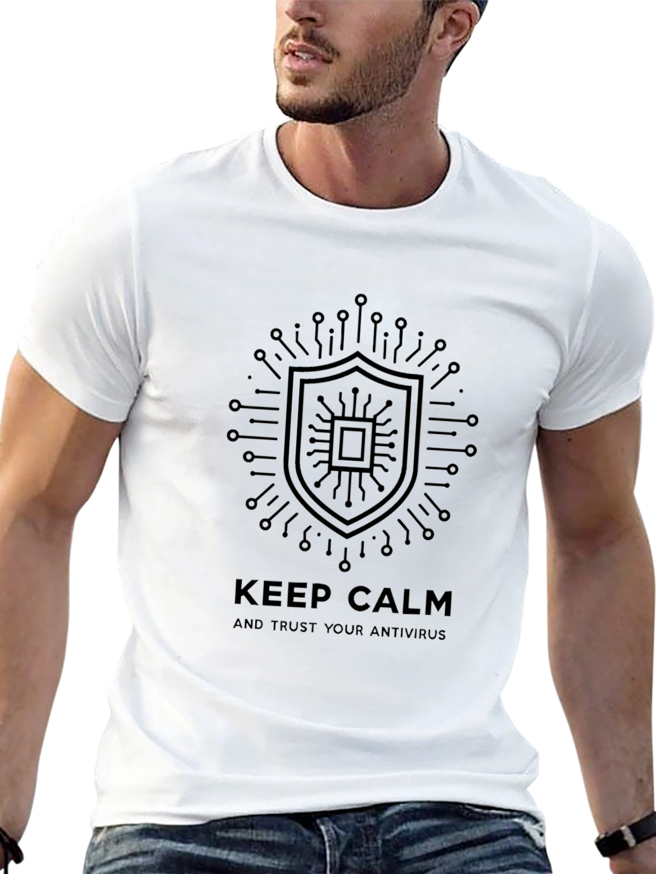 Keep Calm Antivirus T-Shirt - Black Cotton Tee