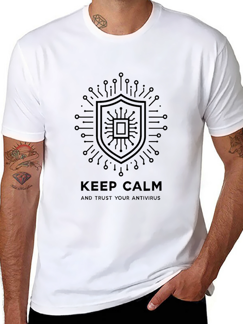 Keep Calm Antivirus T-Shirt - Black Cotton Tee