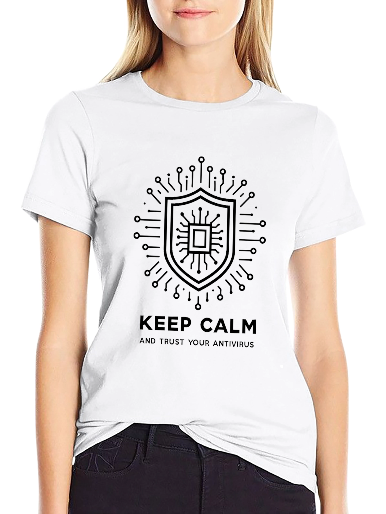 Keep Calm Antivirus T-Shirt - Black Cotton Tee