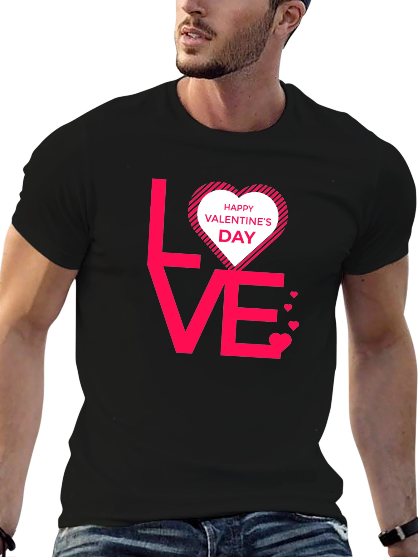 Valentines Day Love Graphic Tee - Black