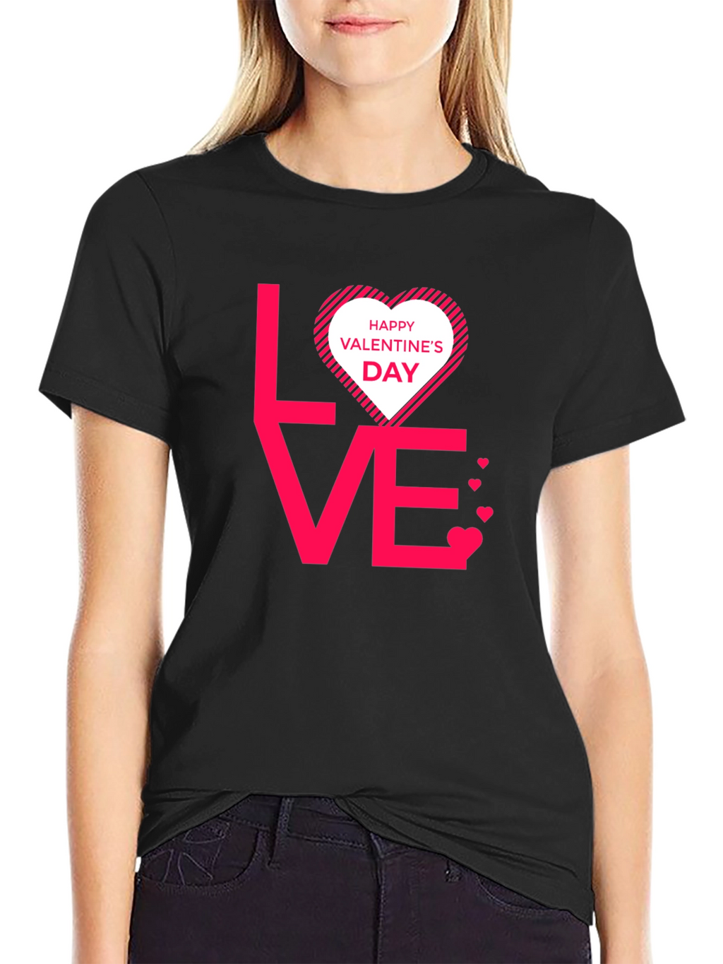 Valentines Day Love Graphic Tee - Black