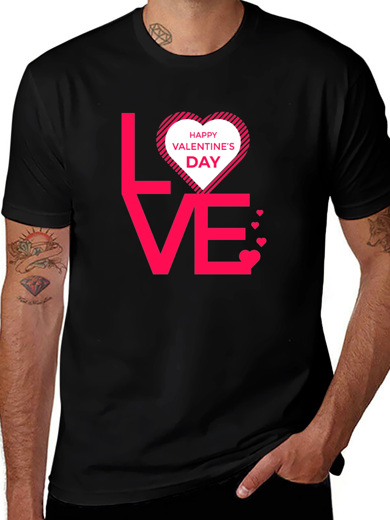 Valentines Day Love Graphic Tee - Black