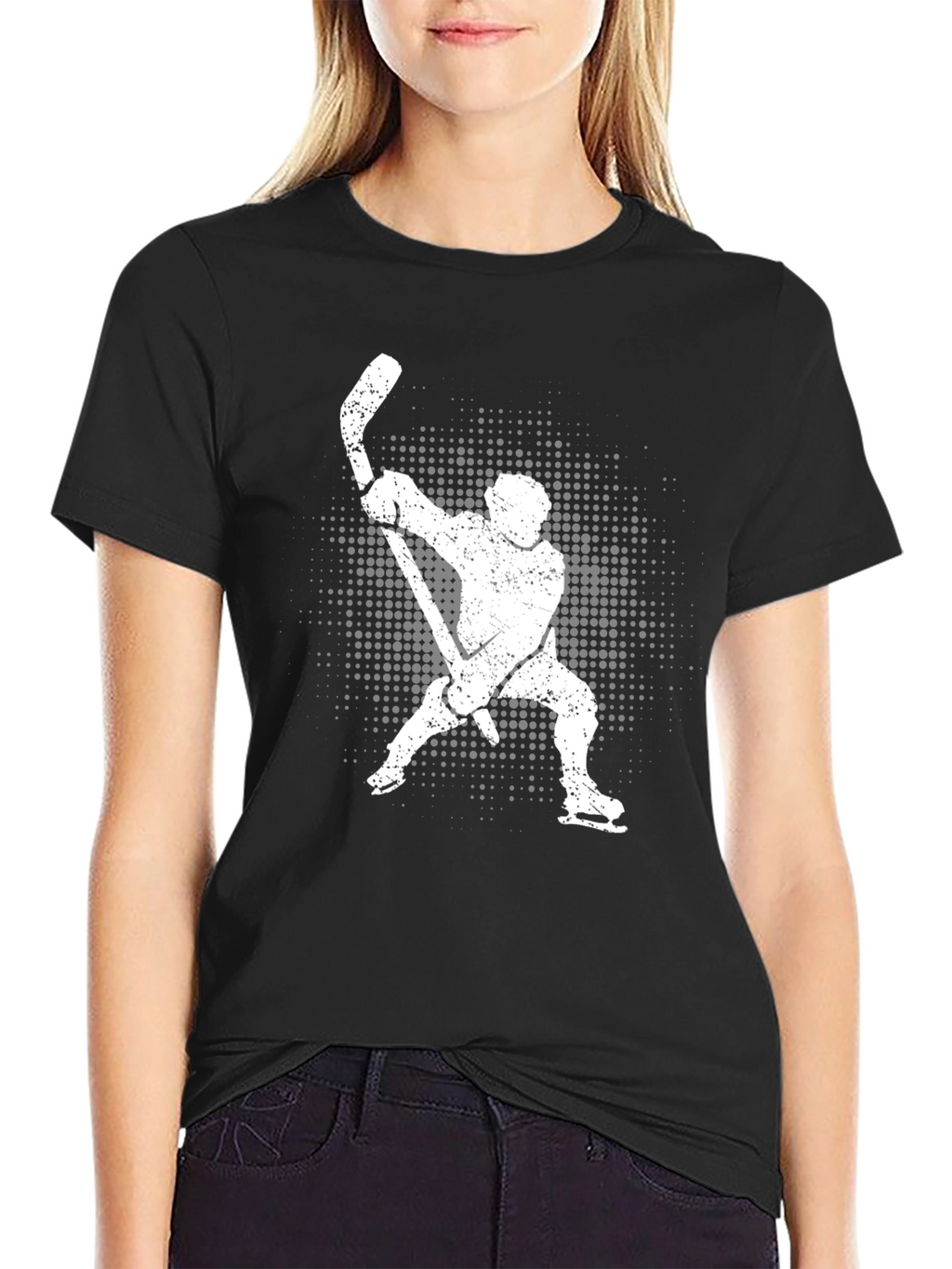 Hockey Player Graphic T-Shirt - Black