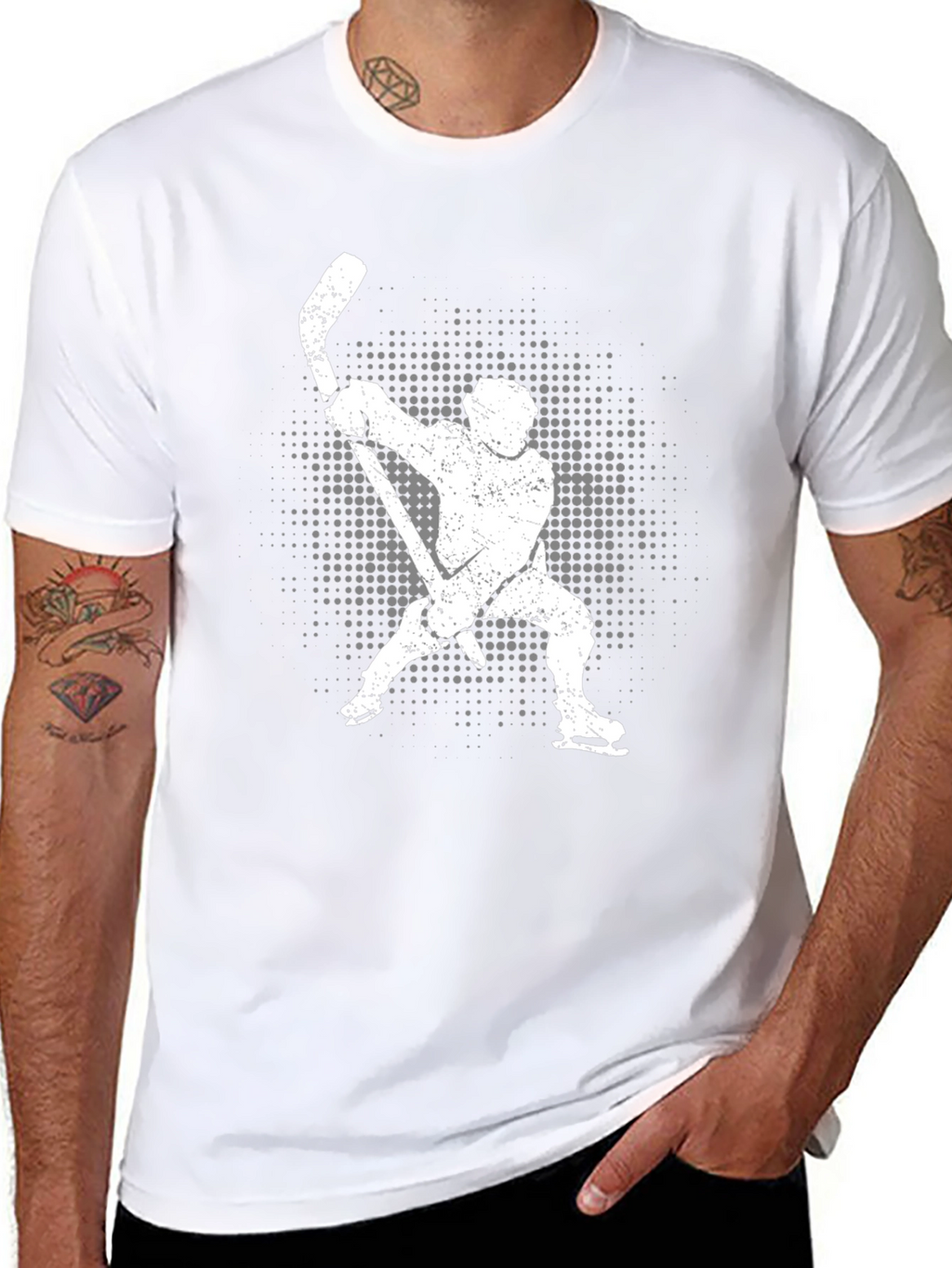 Hockey Player Graphic T-Shirt - Black