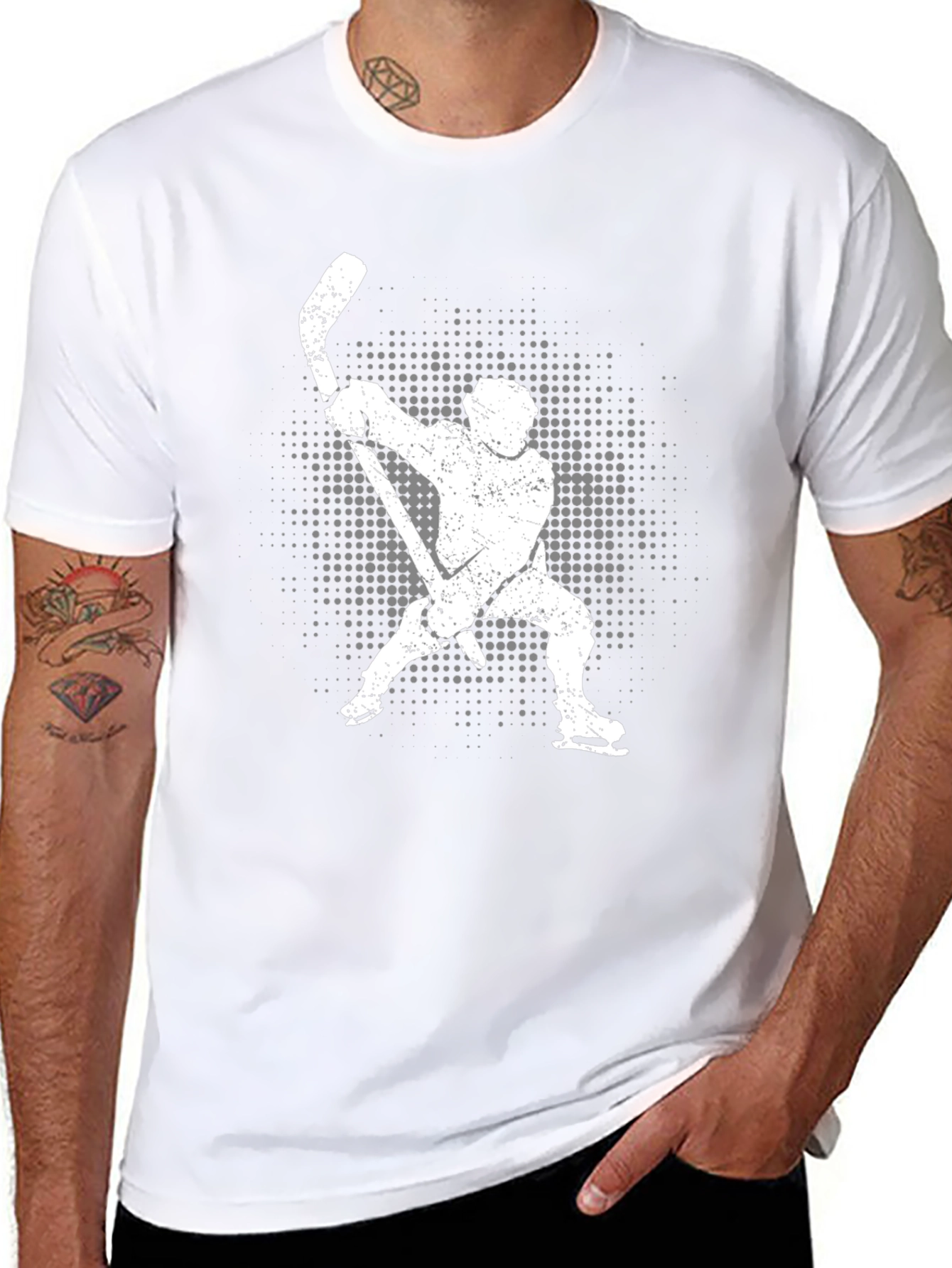 Hockey Player Graphic T-Shirt - Black