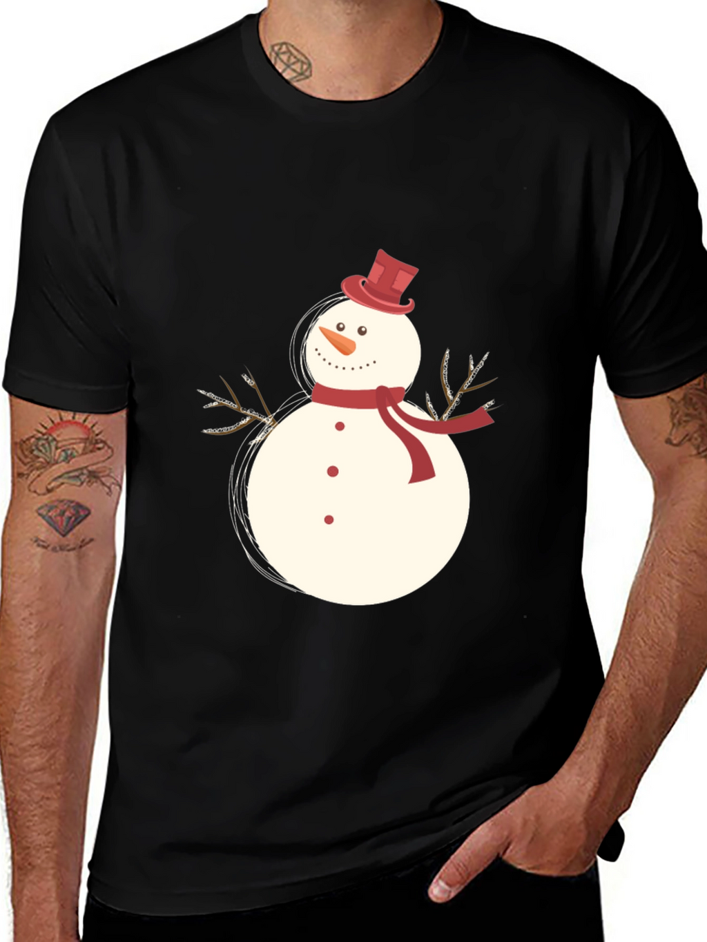 Snowman Graphic T-Shirt - Festive Holiday Apparel