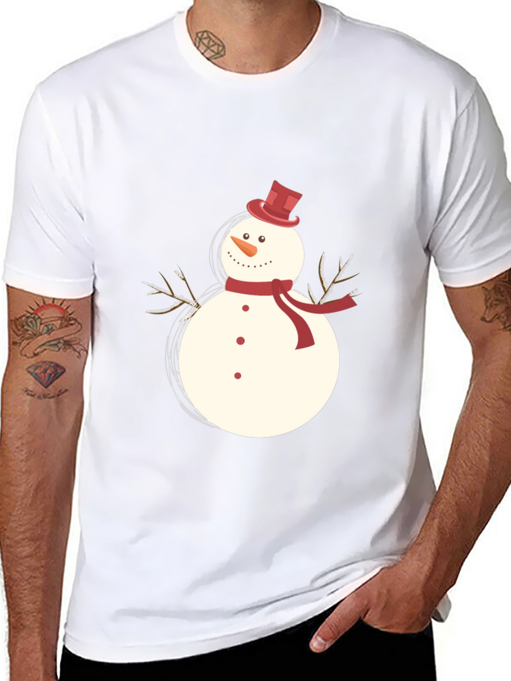 Snowman Graphic T-Shirt - Festive Holiday Apparel