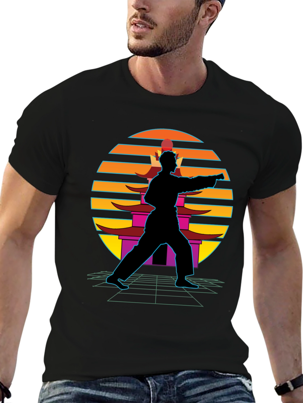 Retro Karate Black T-Shirt