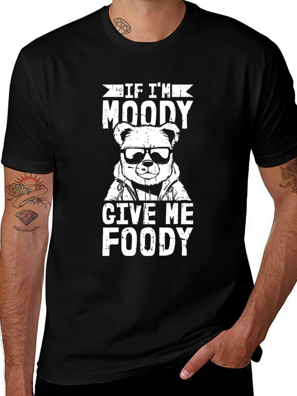Moody Bear Graphic T-Shirt - Foodie Humor Tee