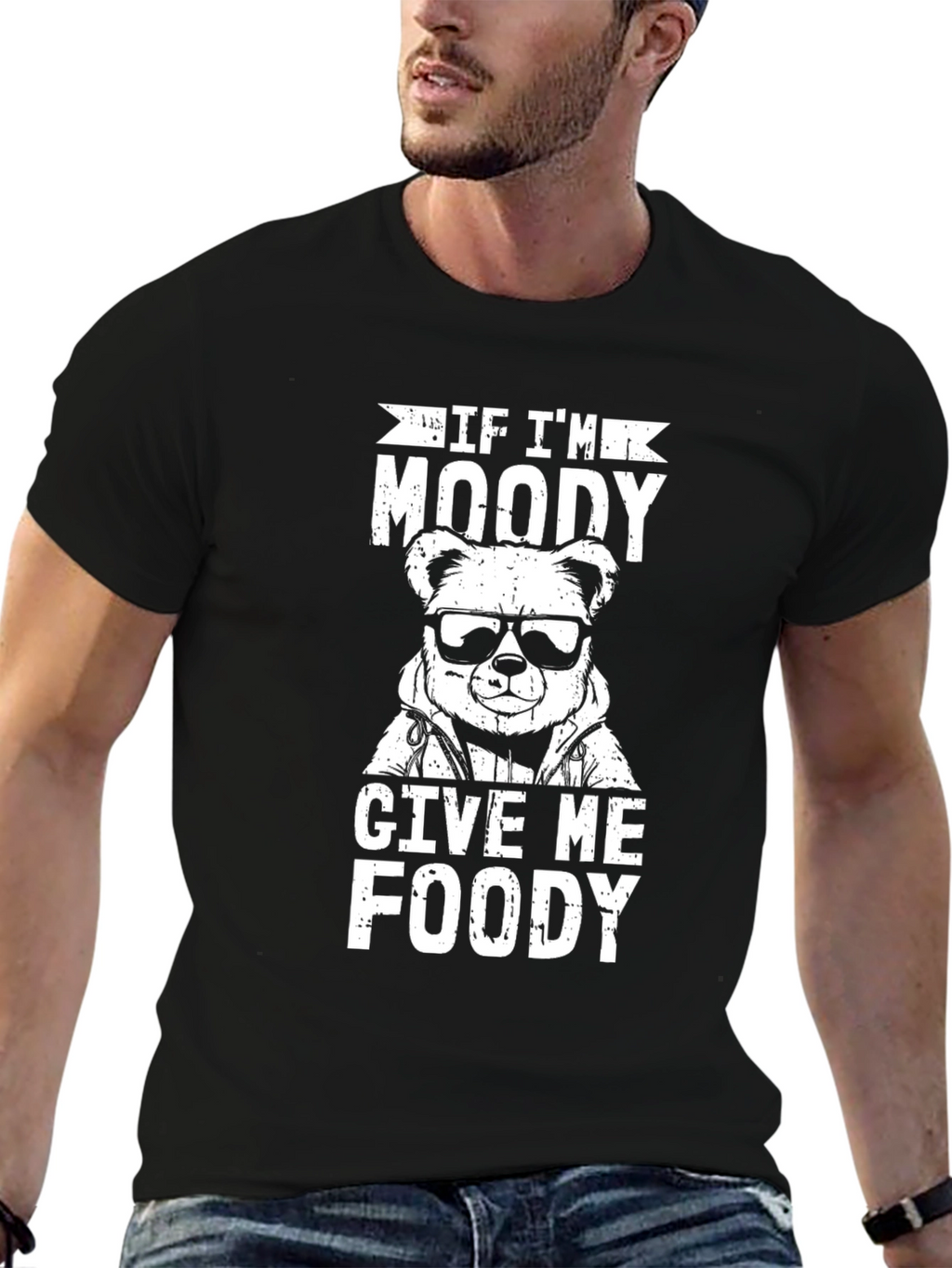 Moody Bear Graphic T-Shirt - Foodie Humor Tee