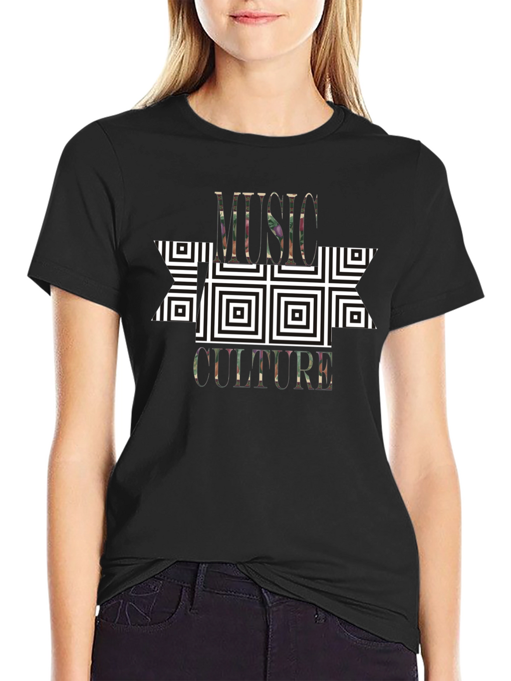 Music Culture Graphic Print Black T-Shirt